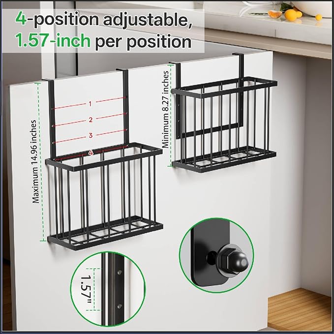 DTUQYX 3 Pack Over Cabinet Door Organizer - Adjustable Cabinet Door Organizer with Towel Rack,Hanging Over the Door Organizer for Cutting Board, Plastic Wrap, Aluminum Foil, Cleaning Supplies, Baking