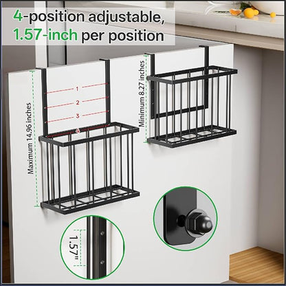 DTUQYX 3 Pack Over Cabinet Door Organizer - Adjustable Cabinet Door Organizer with Towel Rack,Hanging Over the Door Organizer for Cutting Board, Plastic Wrap, Aluminum Foil, Cleaning Supplies, Baking