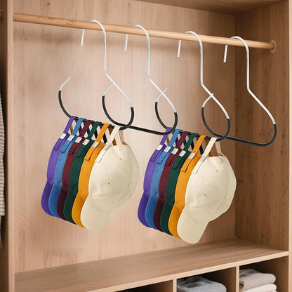 lasuroa 4pcs Hat Organizers, Durable Anti-Slip Baseball Hat Storage Hanger Practical Closet Accessories Suitable for Beanie Belt Tie Scarves Purse (Black)