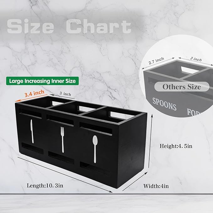 Black Party Fork Knife Spoon Organizer Caddy for Party Dining Room