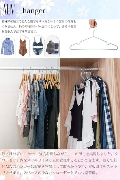 AUV Hangers, Non-slip PVC Special Rubber Treatment, Set of 30 Pieces Laundry Hanger (gray)