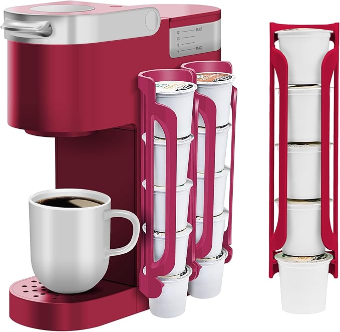 K Cup Holder for Keurig: Coffee Pod Holder for Counter Small Space - Kcup holders for Wall Mount (2, Rose Red)
