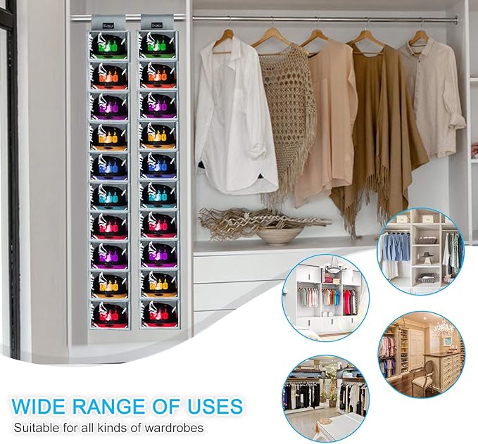 VAESIDA Hat Rack - 10 Shelf Upgraded Version Hat Organizer for Closet with Dust Shield & Side Mesh Storage Pockets - Hat Holder & Hat Racks for Baseball Caps