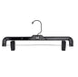 NAHANCO 8600PCBH Shiny Plastic Skirt/Pant Hanger with Black Metal Hook and Plastic Pinch Clips, Heavy Weight, 14”, High Gloss Black (Pack of 100)