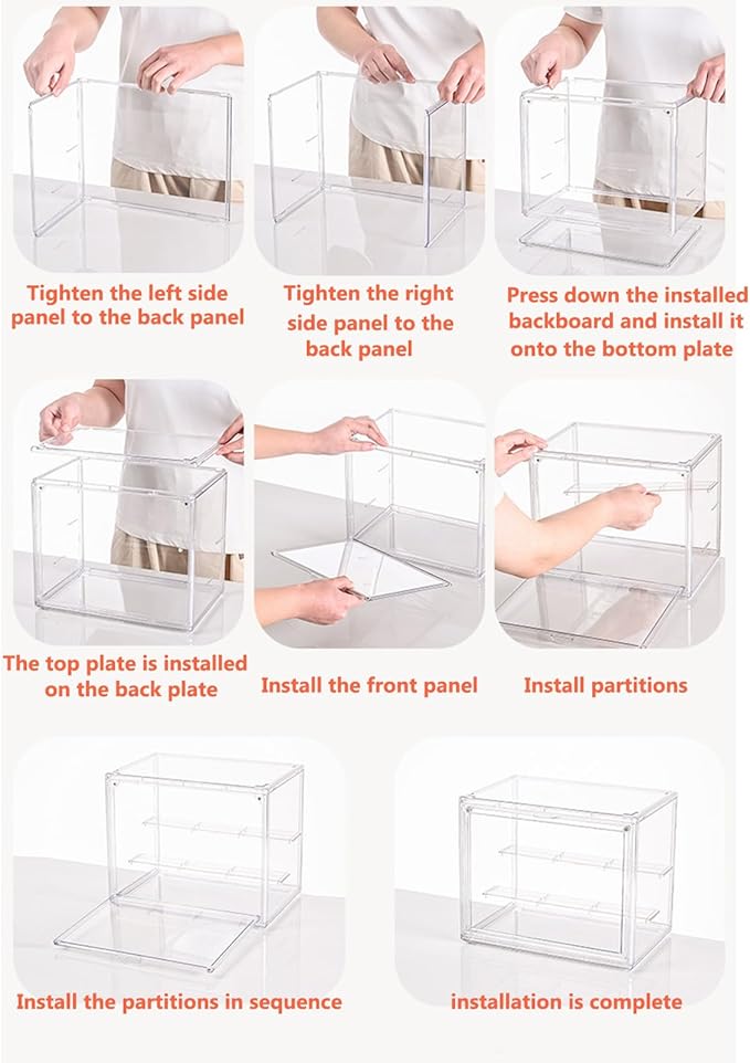 Clear Plastic Stackable Storage Bins, Clear Shoe Box, Dustproof Book & Cosmetic Display Cases, Large Figures Collectibles Showcase, Shoe Storage Boxes, Bag Organizer (1, TransparentXL-1 Pack)