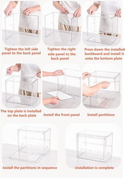 Clear Plastic Stackable Storage Bins, Clear Shoe Box, Dustproof Book & Cosmetic Display Cases, Large Figures Collectibles Showcase, Shoe Storage Boxes, Bag Organizer (1, TransparentXL-1 Pack)