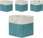 Temary Fabric Storage Set - 4 Large Cube Baskets (13x13), White & Teal
