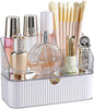 DASITON Makeup Organizer with Drawers, 2 Tier Stackable Organizer for Cosmetics, Skincare, Lipsticks, Makeup Brush, Acrylic Small Makeup Organizers for Vanity Bathroom Countertop Desk Storage (White)