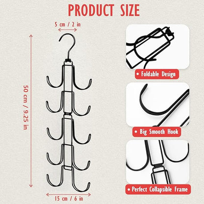 Baseball Hat Organizer for Closet: Hanging Cap Rack with 10 Rotatable Large Hooks - Metal Hat Hanger for Wall Home Door Apartment - Holds Up to 40 Baseball Caps - 1 Pack Black