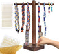 Baseball Necklace and Ring Display Holder, Wooden Sports Jewelry Organizer for Baseball or Softball Drip Pendants & Championship Rings, with 2 Gold Stickers for Custom Text