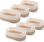 Sawysine 6 Pcs Storage Baskets Bulk for Organizing Cotton Rope Woven Basket with Handles for Gift Cloth Shelves Blanket Toys Living Room(Khaki and White)