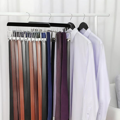 TOPIA HANGER 40 Hooks Belt Tie Hanger Space Saving for Closet, 2 IN 1 Belt Ties Racks Max 60 Belts with 60 Ties Capacity, Curved with Flat Hooks for Belts,Ties,Bras,Closet Organizers and Storage CT70B