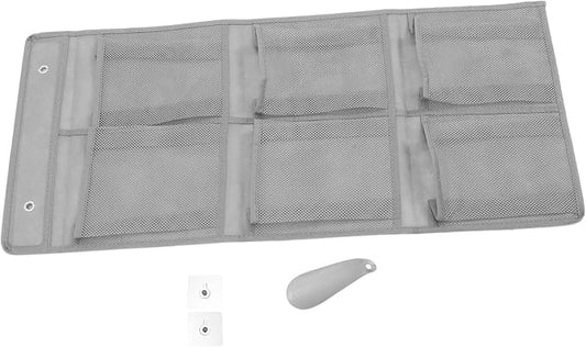 Wall Mounted Shoe Rack with 6 Mesh Pockets over Door Hanging Shoe Organizer for Closet Storage Space Saving Suitable for Dorm Bedroom and Apartment