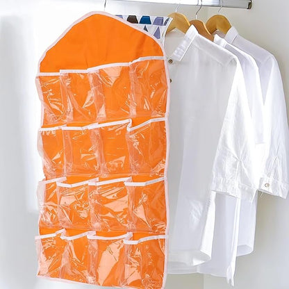 16 Pocket Over Door Hanging Shoe Organizer, Clear Storage Bag For Closet, Holds Bras Socks Ties Scarves Accessories, Space Saving Home Organization Rack, 75X41cm