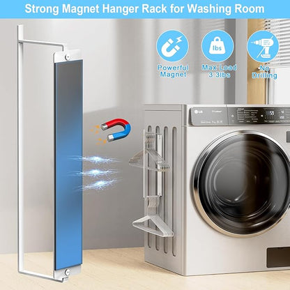 Hanger Organizer Magnetic Hangers Holder for Washing Machine Laundry Room Organization,Clothes Hanger Stacker Coat Hanger Stacker Hanger Stand Rack for Adult Kids Pants Hangers Storage 2 Pack