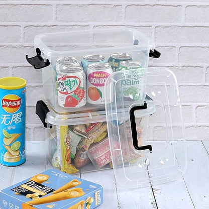 6 Quart Plastic Storage Box with Handle, Clear Latching Bin with Lids, 6 Packs