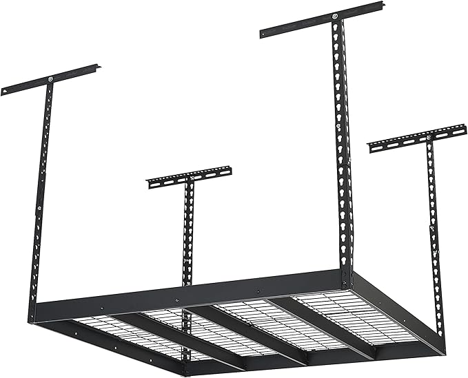 Klutch Overhead Garage Storage Rack — Adjustable Height, 48in.L x 48in.D x 23–37in.H