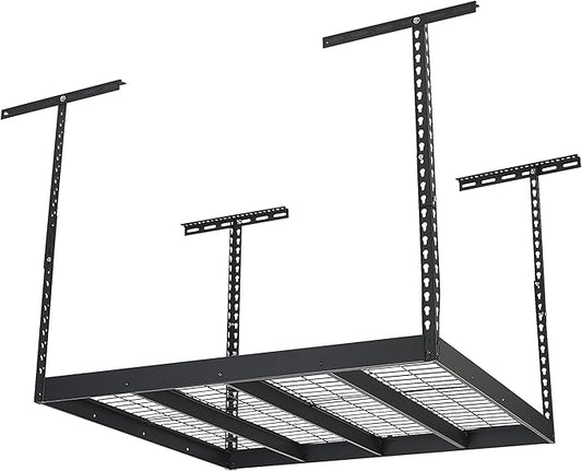 Klutch Overhead Garage Storage Rack — Adjustable Height, 48in.L x 48in.D x 23–37in.H