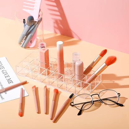 Kigley Clear Lipstick Organizer Acrylic Lip Gloss Holder Cosmetic Storage Lipstick Display Case for Women Perfume Sample Drawer Brushes Bottles Birthday Gift (5 Pcs,24 Grid)