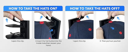 hat rack, one package includes two hat racks, capable of holding up to 40 baseball caps total, featuring a simple structure, easy installation, and premium quality (Black).