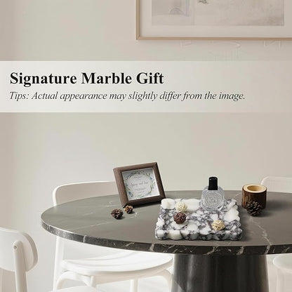 Square Marble Vanity Tray with Scalloped Edge - Natural Marble Perfume Tray Decor for Dresser, Vanity, Kitchen, Home Decor, Decorative Square Stone Tray - Calacatta Viola 8 * 8 inch