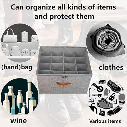 2-Pack,Shoe Organizer for Closet, Foldable shoe storage,Adjustable Shoe Storage Containers,Fits up to 32 Pairs, Clear Foldable Shoe Storage (2-Pack,gray+dark gray)