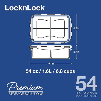 LOCK & LOCK Easy Essentials Food Storage lids/Airtight containers, BPA Free, 54 Ounce, Clear