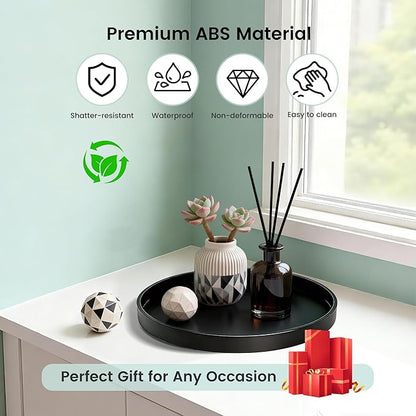 1 Pack 11" Bathroom and Vanity Tray, ABS Bathroom Counter Organizer, Coffee Table Decor for Perfume, Candles, Keys &More. Kitchen Countertop Organizer, Decorative Tray Soap Holder, Black