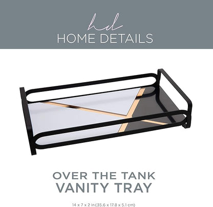 Home Details Matte Black, Good for Perfume, Make Up, Toiletries & Jewelry Color Block Vanity Tray (27178-MATTEBLK)