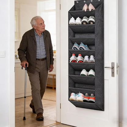 Over the Door Shoe Rack | 8 Tiers Storage Holder,Shoe Organizer for Closet with Large Deep Pockets | for Closet Wall Door Bedroom Dorm RV Boot Sock Headphone
