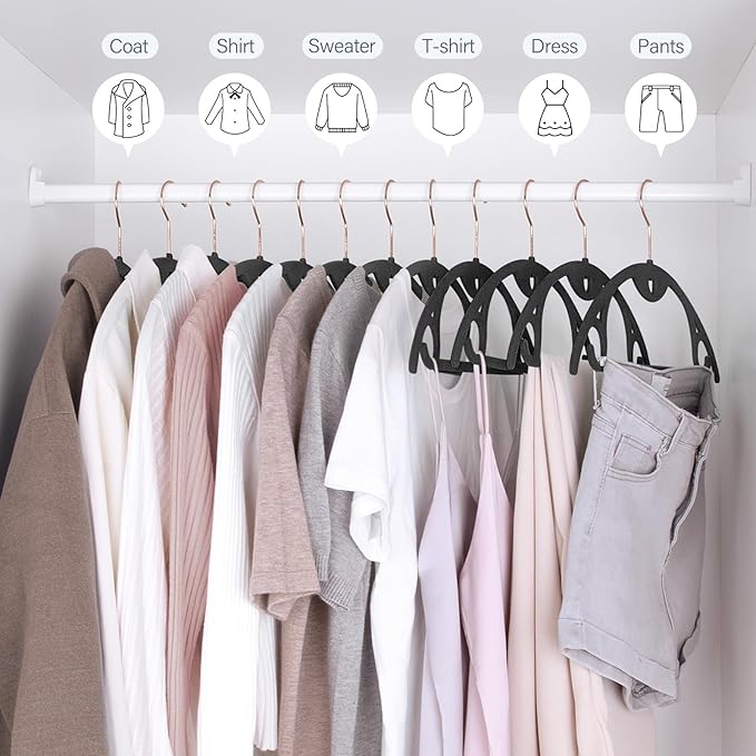 Velvet Hangers 30 Pack: Felt Clothes Hangers Heavy Duty Shirt Sweater Hangers No Shoulder Bump Non Slip Slim Thin Coat Hangers for Closet - Black Grey/18 XL