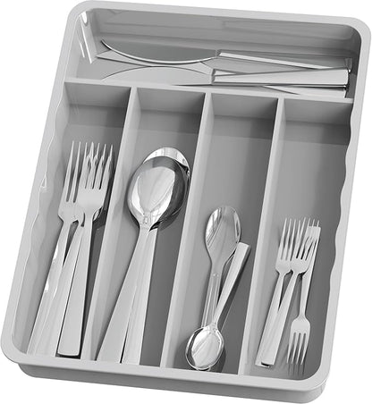 Simple Houseware 5 Compartments Kitchen Drawer Flatware, Gray