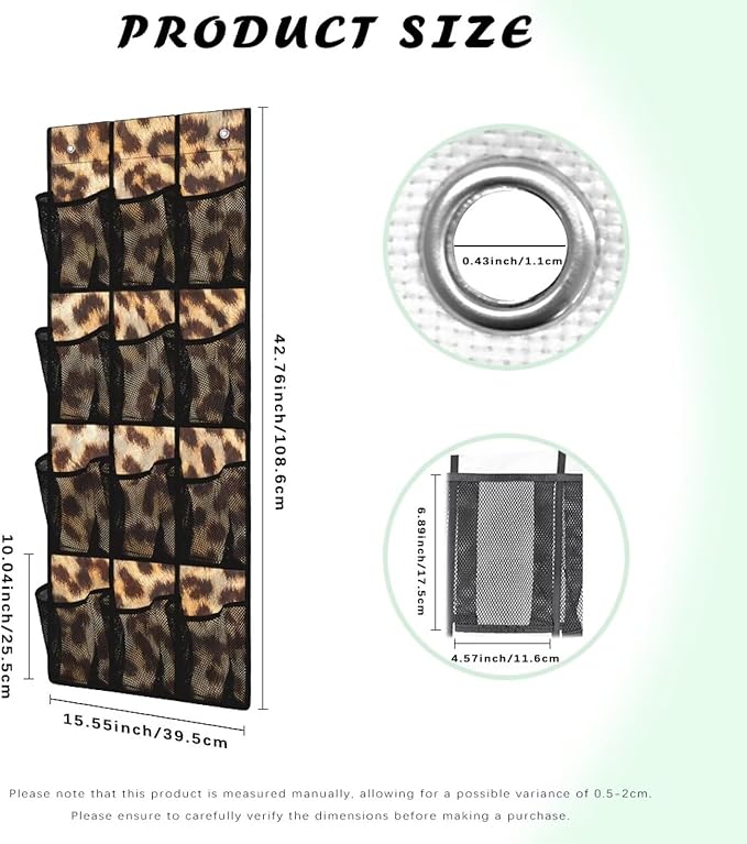 Over The Door Organizer Leopard Print Behind Door Shoe Organizer for BedRoom Space Saving Wall Hanging Storage for Living Room Easy to Install Shoe Holder Hanger