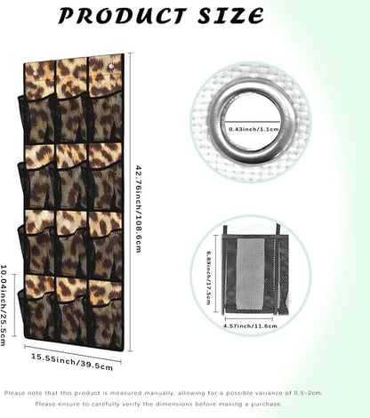 Over The Door Organizer Leopard Print Behind Door Shoe Organizer for BedRoom Space Saving Wall Hanging Storage for Living Room Easy to Install Shoe Holder Hanger