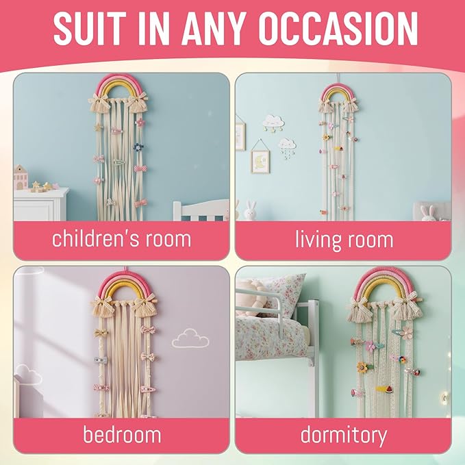 Bow Organizer for Girls, Hairbow Organizers and Claw Clip Organizer, 25x70cm Bow Hanger for Girls Hair Bows, Space-Saving Hair Accessory Storage Solution
