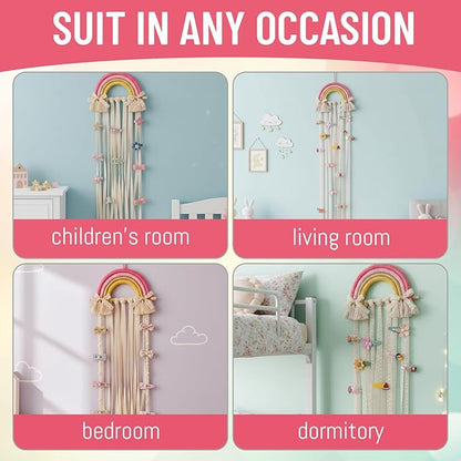 Bow Organizer for Girls, Hairbow Organizers and Claw Clip Organizer, 25x70cm Bow Hanger for Girls Hair Bows, Space-Saving Hair Accessory Storage Solution