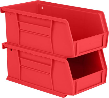 Hudson Exchange 7-1/2" x 4" x 3" Plastic Stackable Storage Bin and Hanging Container (Red, 1 Pack)