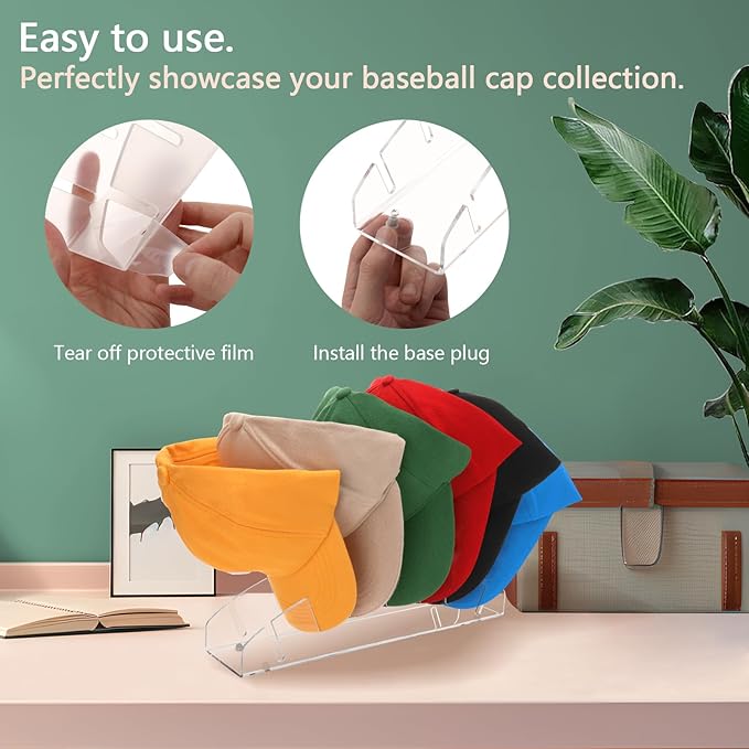 Hat Organizer for Baseball Caps-2 Pack,No Install Hat Holder for 14 Baseball Caps,Hat Rack for Acrylic Organizer, Hat Storage Support Casquette for Home,Bedroom,Cloakroom,Dresser