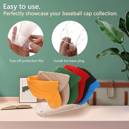 Hat Organizer for Baseball Caps-2 Pack,No Install Hat Holder for 14 Baseball Caps,Hat Rack for Acrylic Organizer, Hat Storage Support Casquette for Home,Bedroom,Cloakroom,Dresser