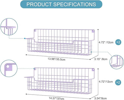 Spice Rack Wall Mount, Spice Organizer for Cabinet & Pantry Door, Set of 4 Hanging Spice Rack Saving Space for Kitchen, Purple