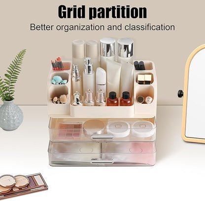 Large Makeup Organizer Countertop with Drawers, Make Up Organizer for Vanity, Makeup Storage Organizer Countertop Makeup Organizers for Skincare, Cream