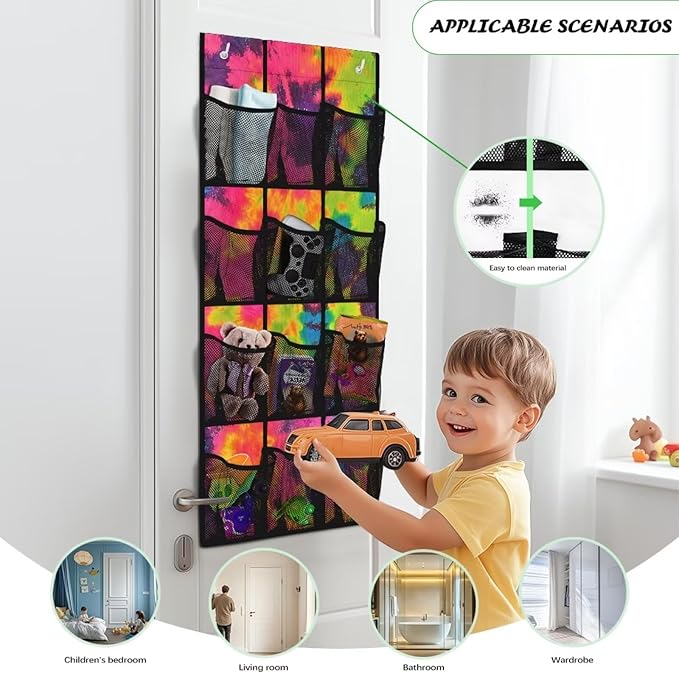 Over The Door Shoe Hanging Organizer for Door Sturdy Oxford Over The Door Shoe Organizer Closet Hanging Shoe Holder Hanger,Tie Dye