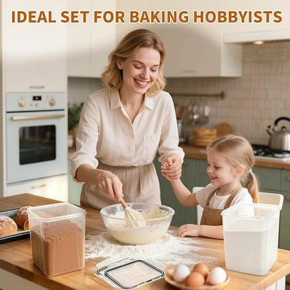 Flour Sugar Storage Containers, 10 Pack Large Airtight Food Storage Containers with Lids for Kitchen Pantry Organization and Storage, BPA Free Plastic Canisters Sets for Cereal, Rice and Baking