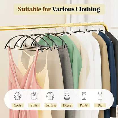 Non-Slip PVC Coating Metal Coat Hangers 20 Pack, Heavy Duty Clothes Hangers, No Shoulder Bumps, Space Saving Hangers for Sweaters, Suits, Shirts, Skirt, Jackets, Black