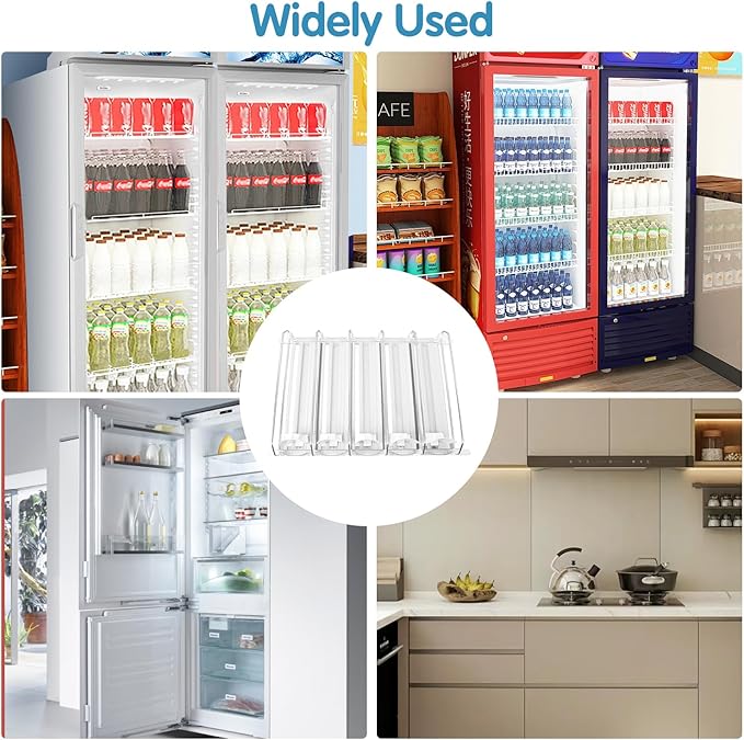 Drink Organizer for Fridge, 18.9x15.0x3.1in Soda Can Dispenser for Refrigerator, 5 Rows Adjustable Automatic Pusher Glide Drink Dispenser for Beer Beverages (White)