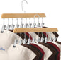 Hat Hangers for Closet, Hat Organizer for Baseball Caps, 2 Pack Hat Rack with 10 Traceless Clips Fits All Caps & Pants, 360° Swivel Big Hook Closet Organizer and Storage (Natural Wood Color)