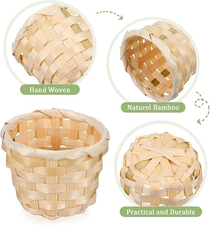 Amosfun Hand Woven Storage Basket Set of 6 Mini Desktop Organizer 3X3X2.36 Inch for Home Office Sundries Storage and Craft Supplies