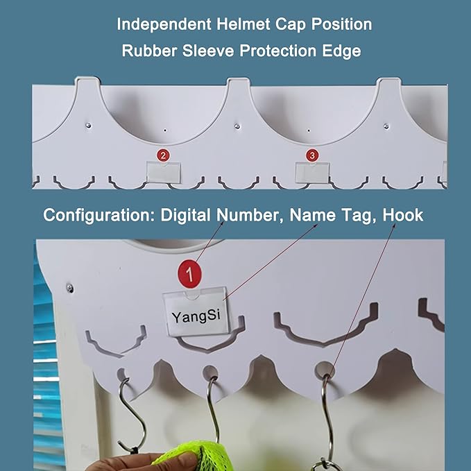 Wall Mounted Hard Hat Rack Hanger Hook Safety Helmet Holder Organizer, Construction Worker Hard Hat Fixer Placement helmet Hanging Fall Protection Rack, for Workshop Office resting Room Lounge