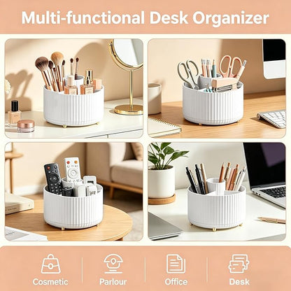 Makeup Brush Holder, Makeup Brush Organizer Countertop, Skincare Makeup Cosmetic Perfume Organizer Storage Box Case for Vanity Bathroom Countertop(White)