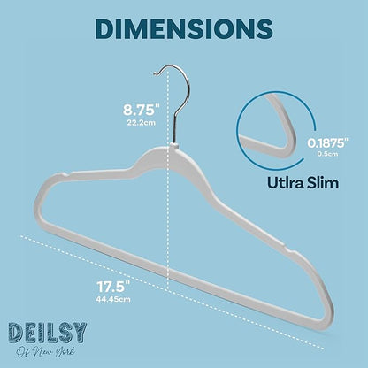 DEILSY™ Gray Hangers 50 Pack - Non Velvet Slim Hangers - Durable Hanger Space Saver for Closet Organization, Shirts, Dresses, Jackets, Pants, Adult Clothes Storage Solution
